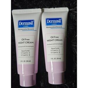 Dermasil Oil Free Night Cream 2 Pack Moisturizing Squalane Vitamin C & E 2oz